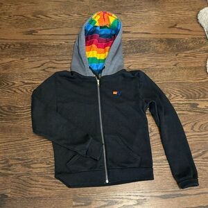 EUC xs Aviator Nation rainbow hood zip up sweatshirt